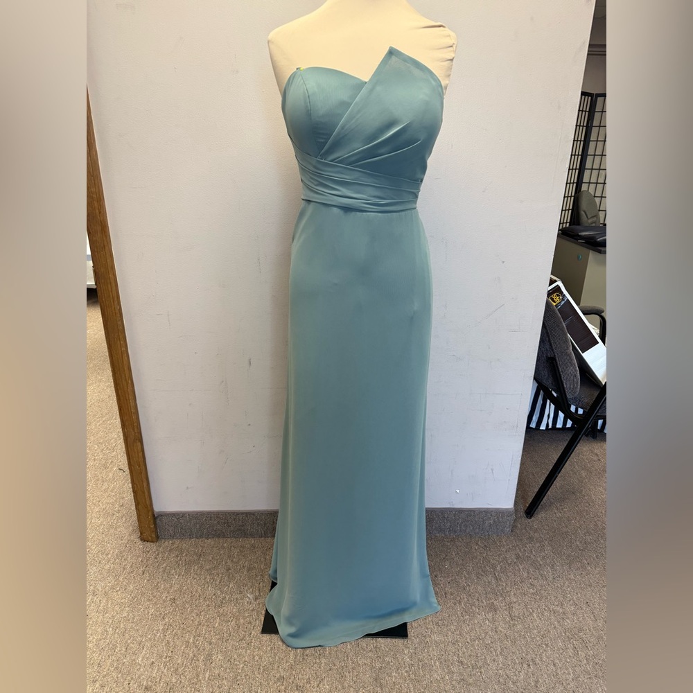 Elegant eucalyptus Strapless bridesmaids gown